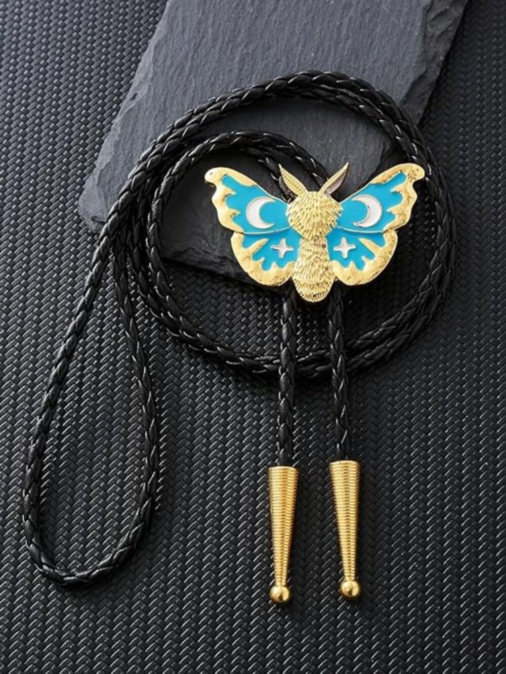 Gold Moth Bolo Tie